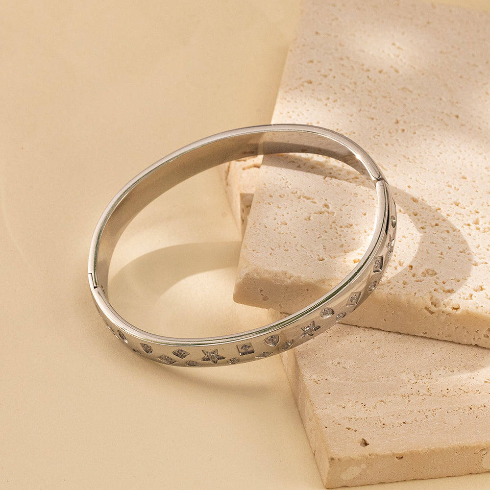 316 Stainless Steel 18K Gold Plated Zircon Bracelet | Delicate Asymmetrical Clasp Design