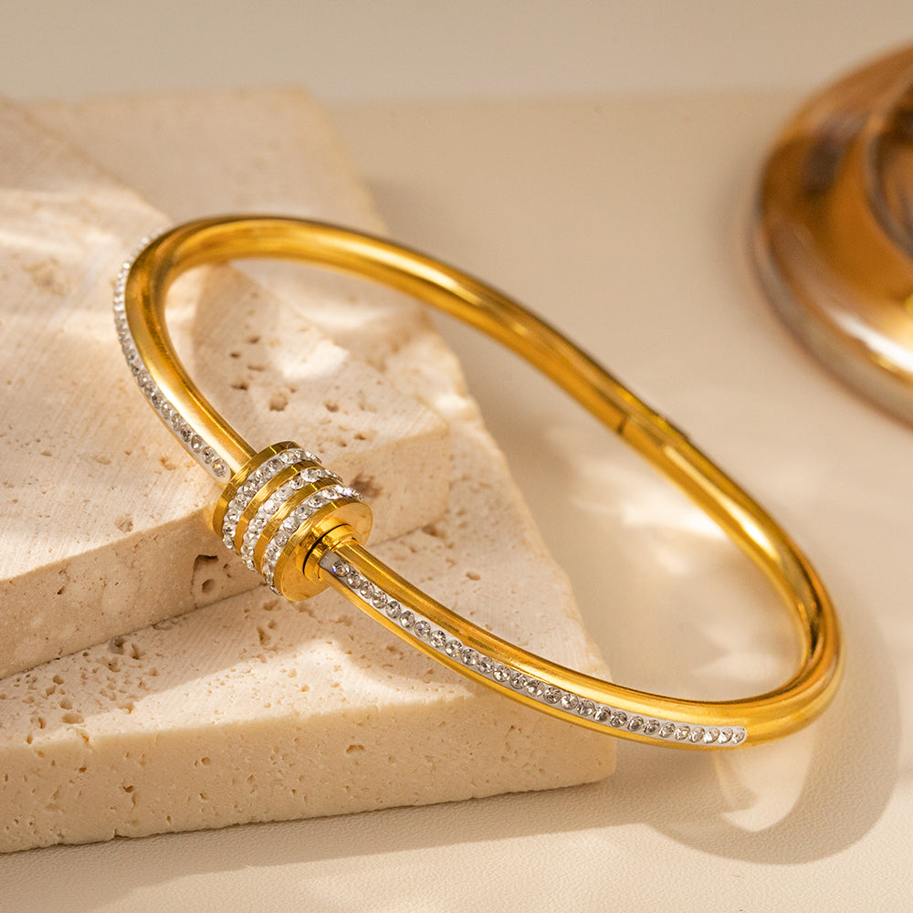 316 Stainless Steel 18K Gold Plated Crystal Bracelet | Sparkling Elegant Design