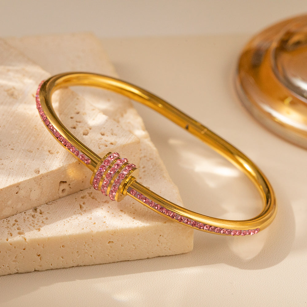 316 Stainless Steel 18K Gold Plated Crystal Bracelet | Sparkling Elegant Design