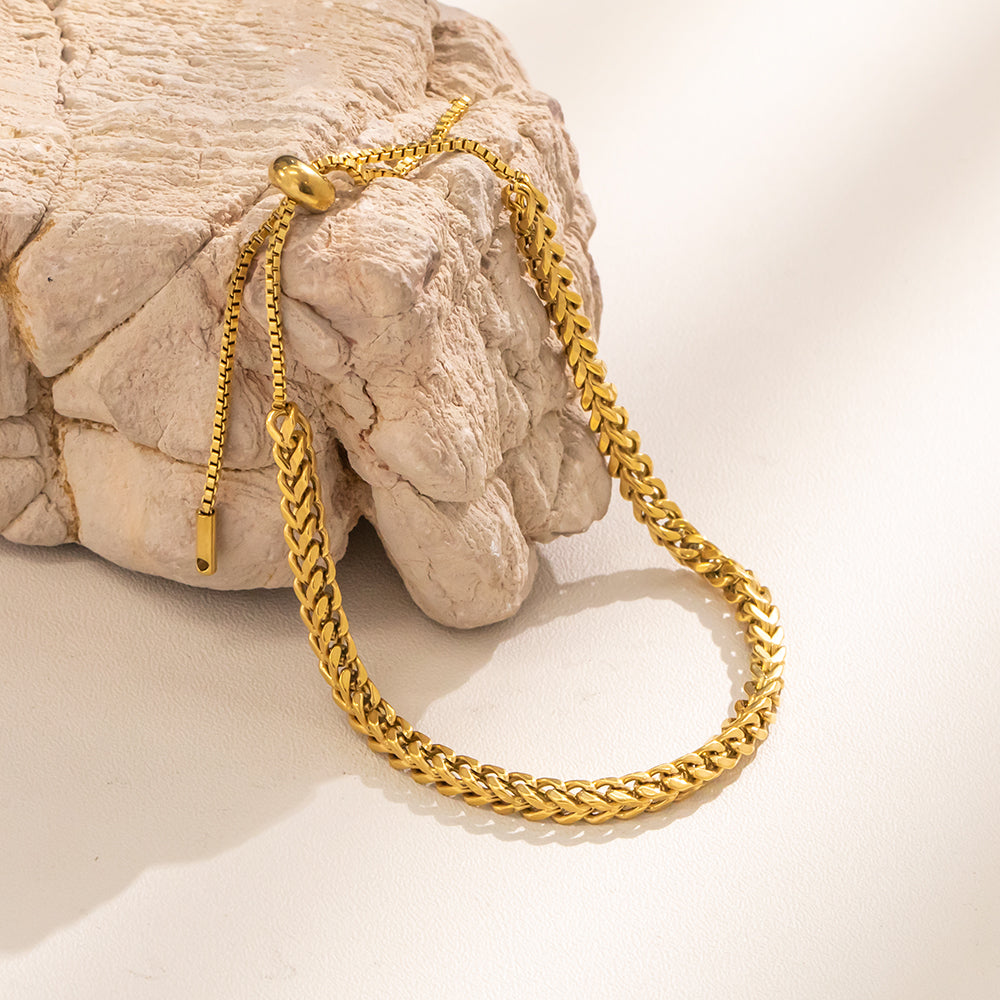316 Stainless Steel 18K Gold Plated Rope Chain Bracelet | Adjustable Minimalist Jewelry