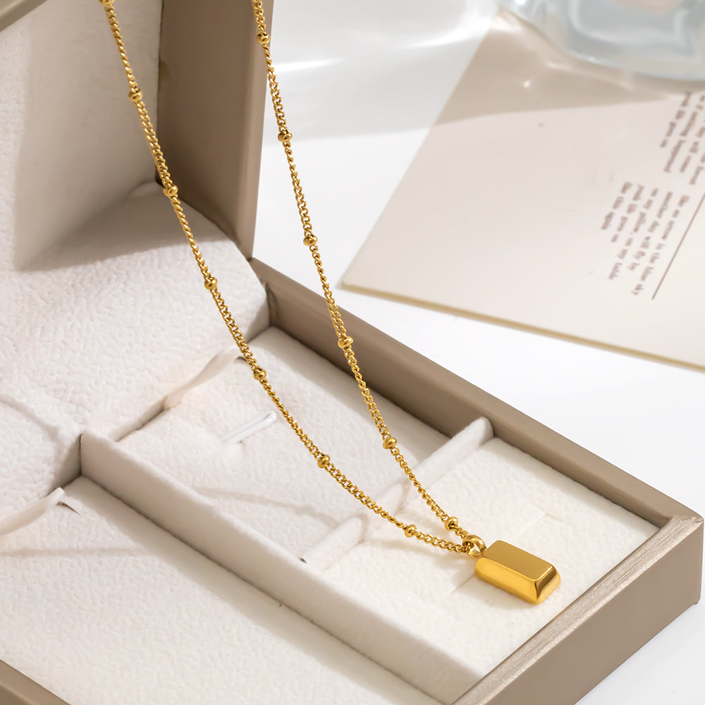 316 Stainless Steel 18K Gold Plated Square Necklace | Minimalist Elegant Pendant for Women