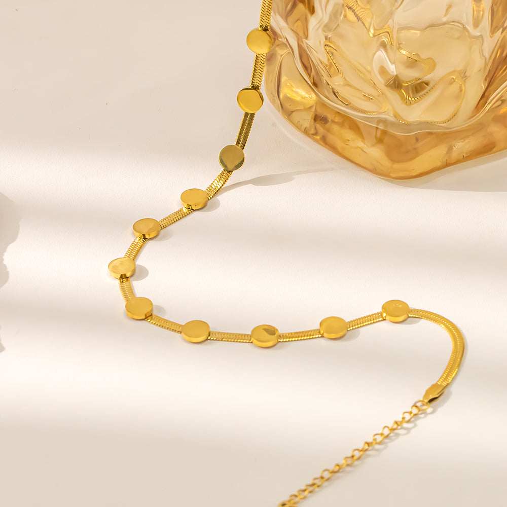 316 Stainless Steel 18K Gold Plated Snake Chain Disc Necklace | Stylish & Versatile
