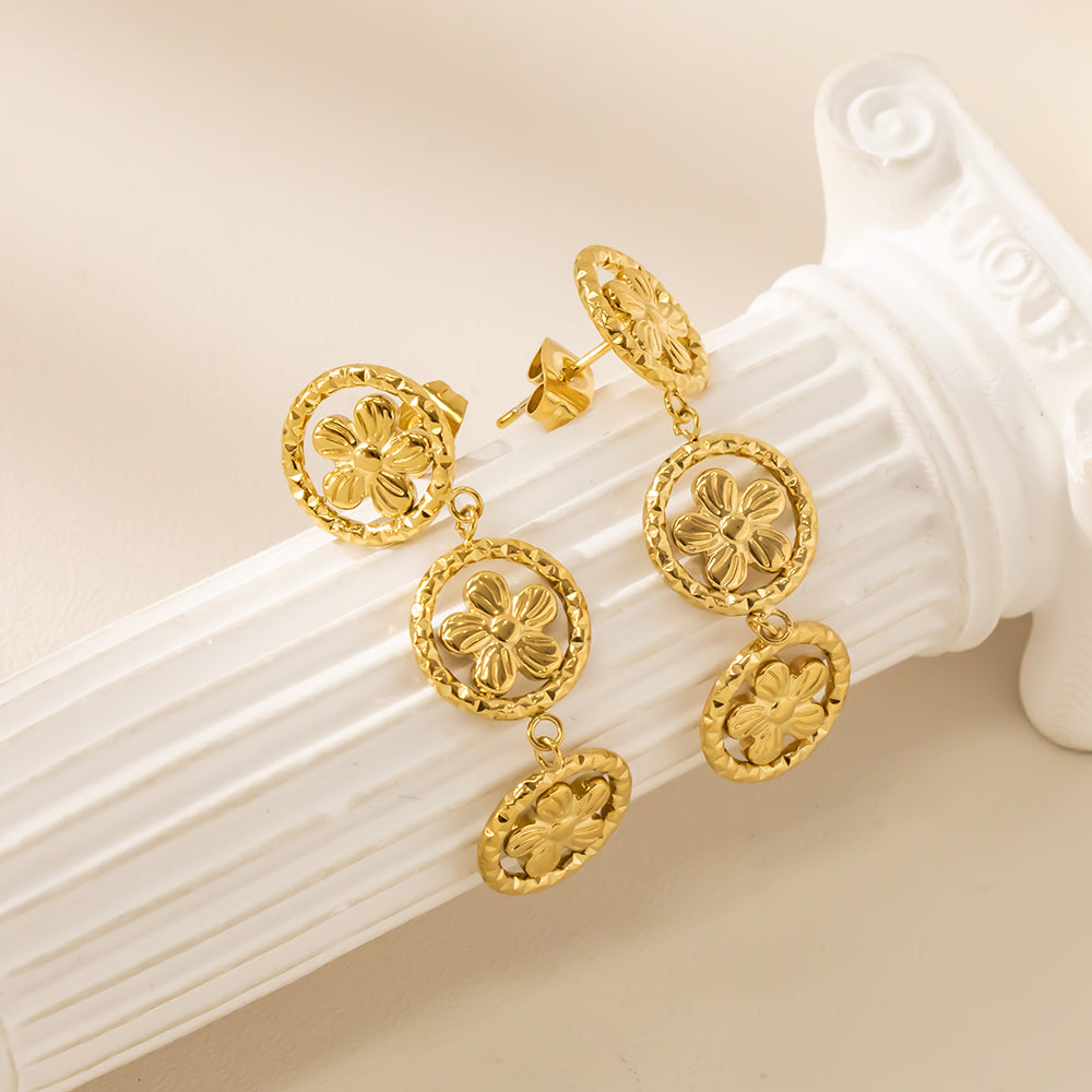 316 Stainless Steel 18K Gold Plated Five-Flower Earrings | Delicate & Chic Jewelry