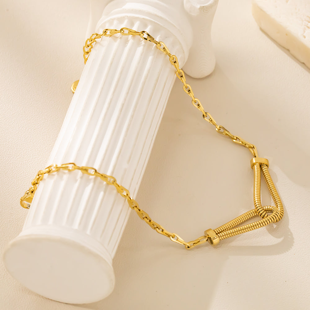 18K Gold Plated 316 Stainless Steel Link Bracelet with Secure Clasp – Waterproof & Hypoallergenic