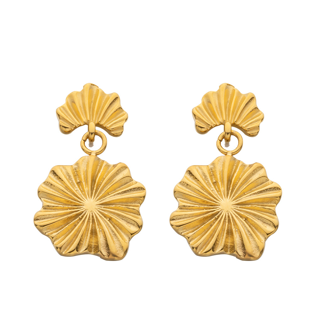 316 Stainless Steel 18K Gold Plated Two Leaf Earrings | Nature-Inspired Minimalist Jewelry