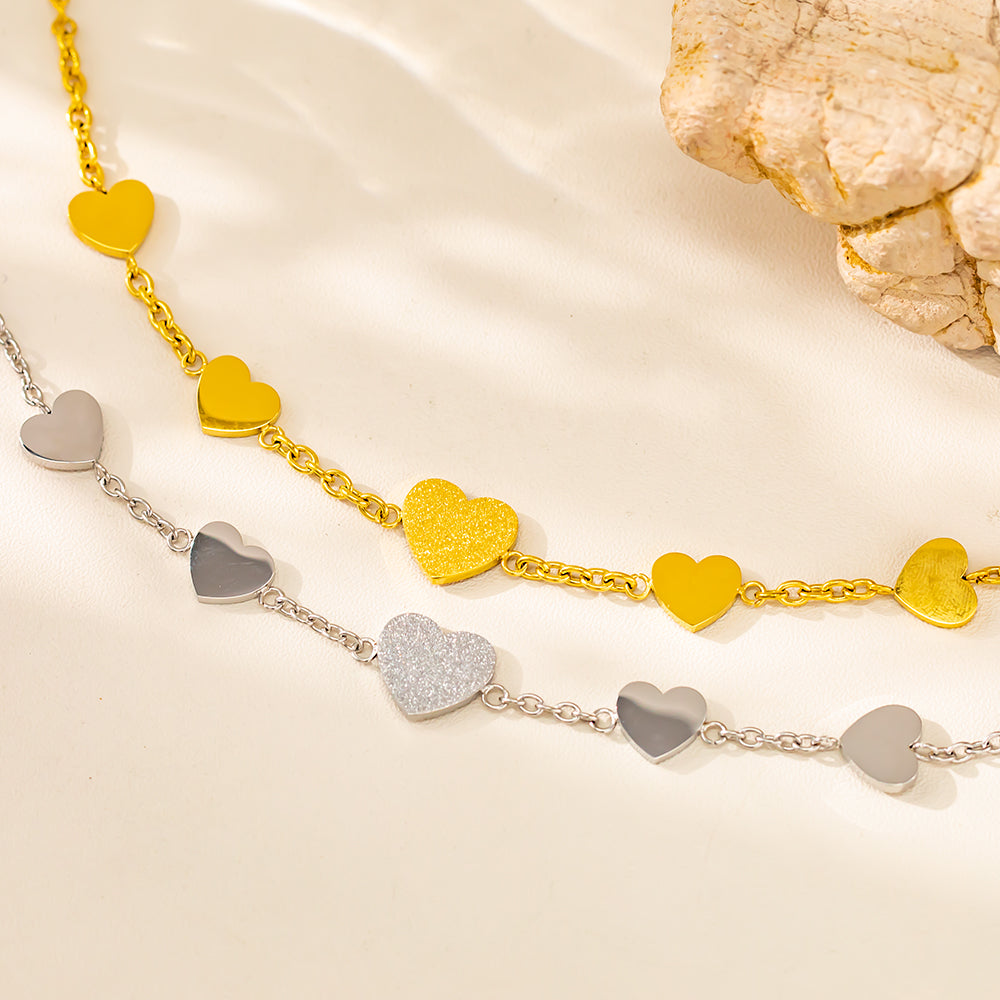 Five Heart Bracelet – 316L Stainless Steel, Waterproof, Tarnish Free, Hypoallergenic & 18K Gold Plated