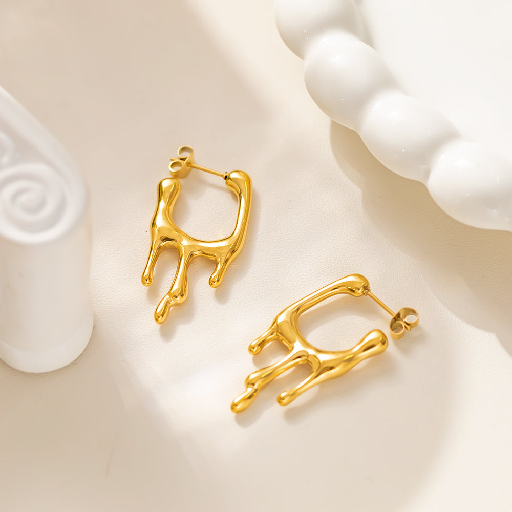 316 Stainless Steel 18K Gold Plated Melting Ice Cream Earrings | Fun and Trendy Jewelry