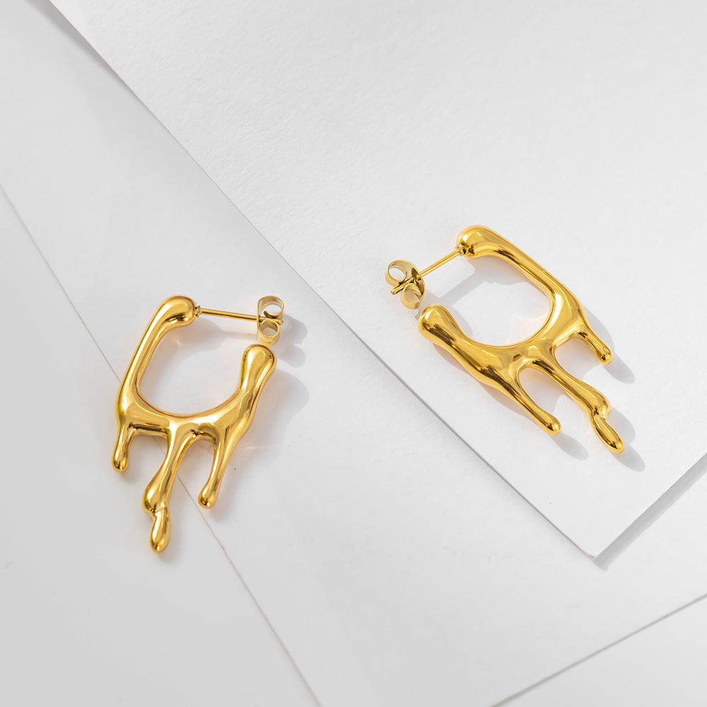 316 Stainless Steel 18K Gold Plated Melting Ice Cream Earrings | Fun and Trendy Jewelry