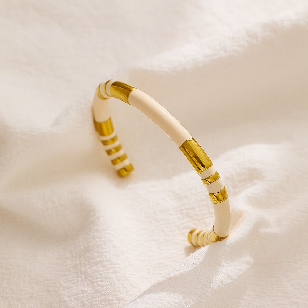 Vintage Luxury Enamel Stainless Steel Bangle