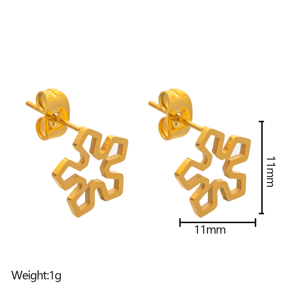 316 Stainless Steel 18K Gold Plated Hollow Flower Earrings | Elegant & Artistic Jewelry