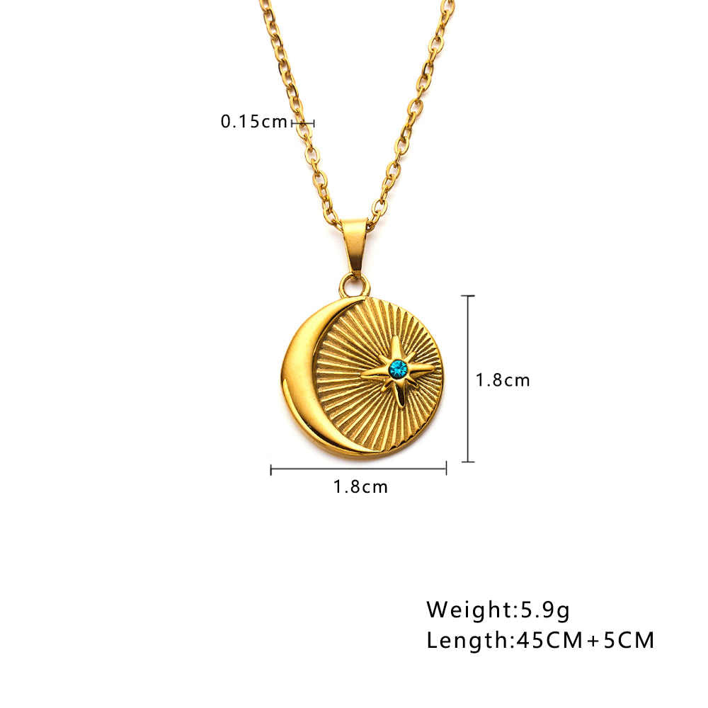 Collier lune 🌙étoile⭐ en acier inoxydable plaqué or 18 carats