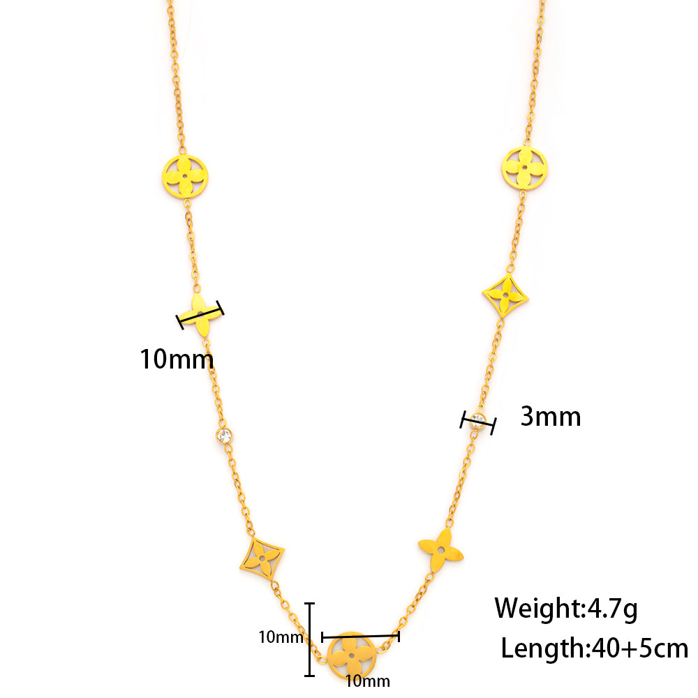 316 Stainless Steel 18K Gold Plated Flower Necklace | Dainty and Trendy Jewelry for Women