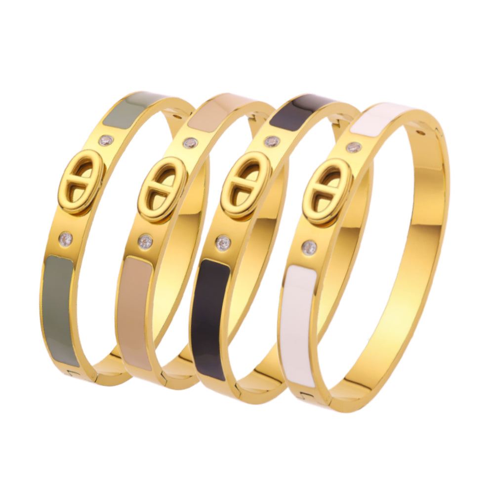 Armband aus Edelstahl mit Schweinenase und 18 Karat Goldplattierung