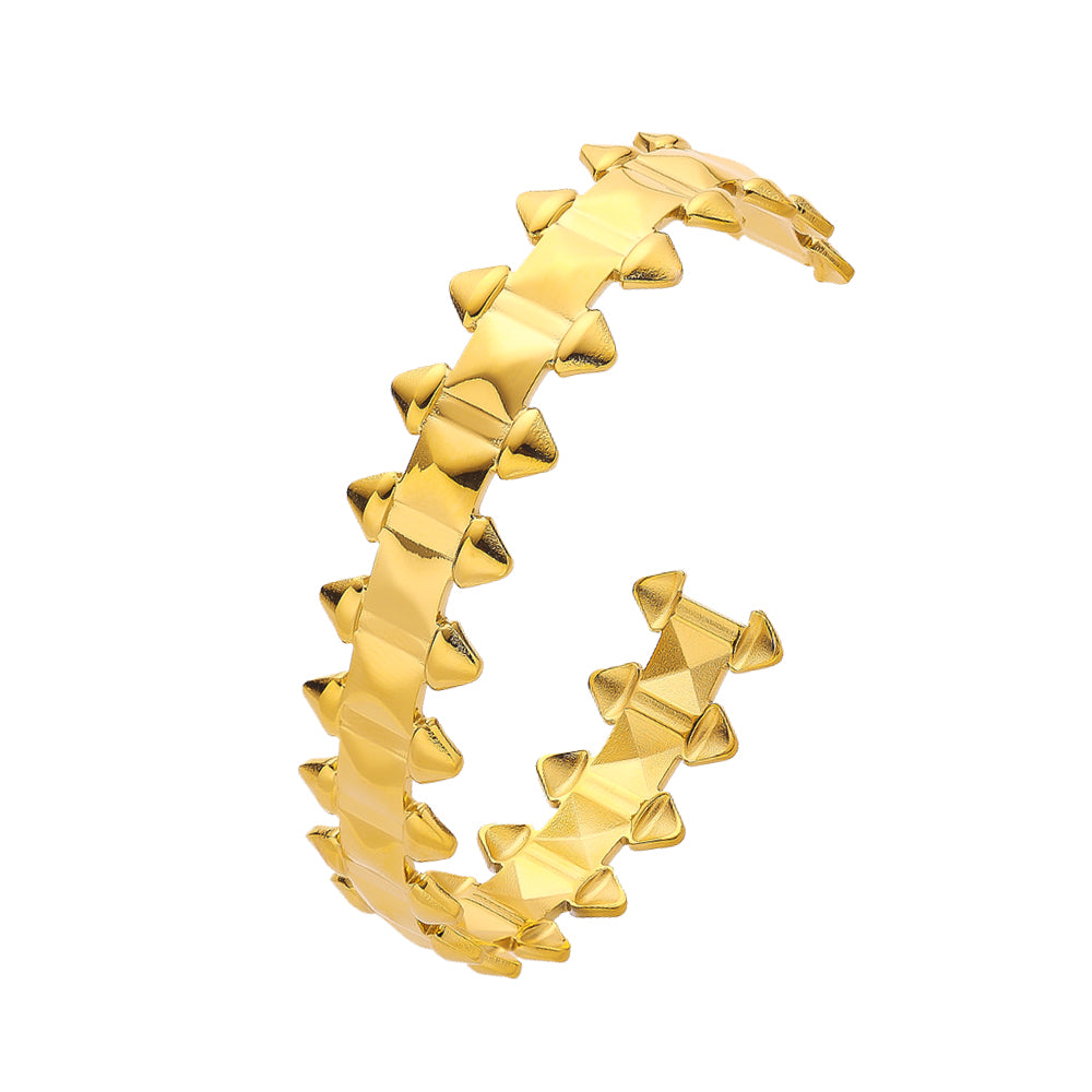 Bracelet semi-fermé en acier inoxydable plaqué or 18 carats