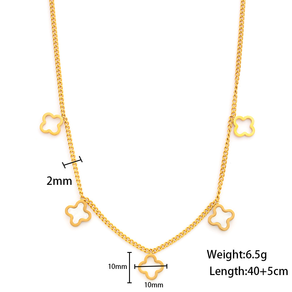 316 Stainless Steel 18K Gold Plated Four-Leaf Clover Necklace | Lucky & Stylish Pendant Jewelry for Women