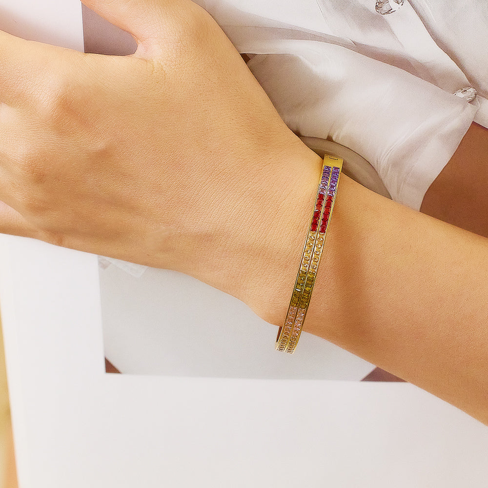 Edelstahlplattiertes 18 Karat goldfarbenes Diamantarmband