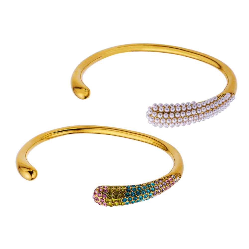 Bracelet en perles en acier inoxydable plaqué or 18 carats