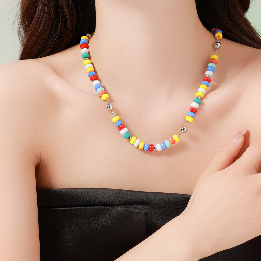 Rainbow Gemstone Necklace – Colorful Natural Stone Handmade Necklace, Unisex Jewelry