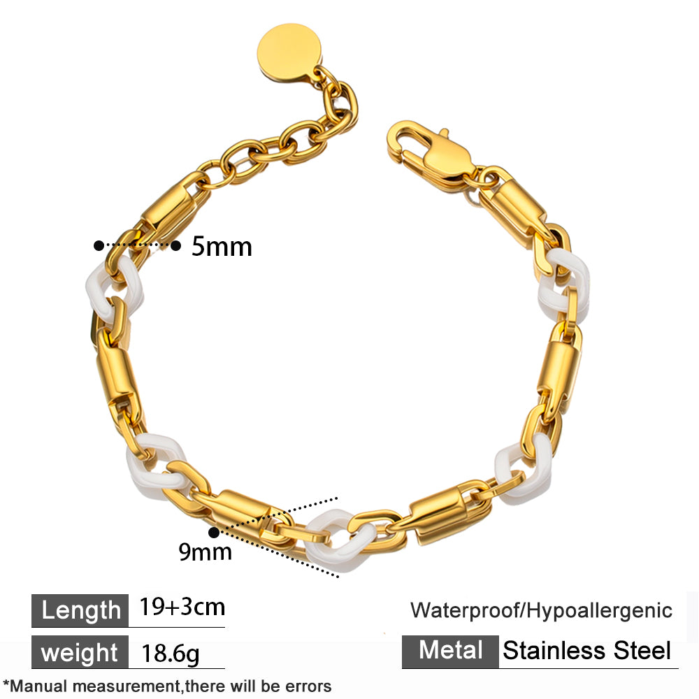 Luna Ceramic Gold Bracelet – White Ceramic & 18K Gold-Plated 316 Stainless Steel, Elegant & Textured