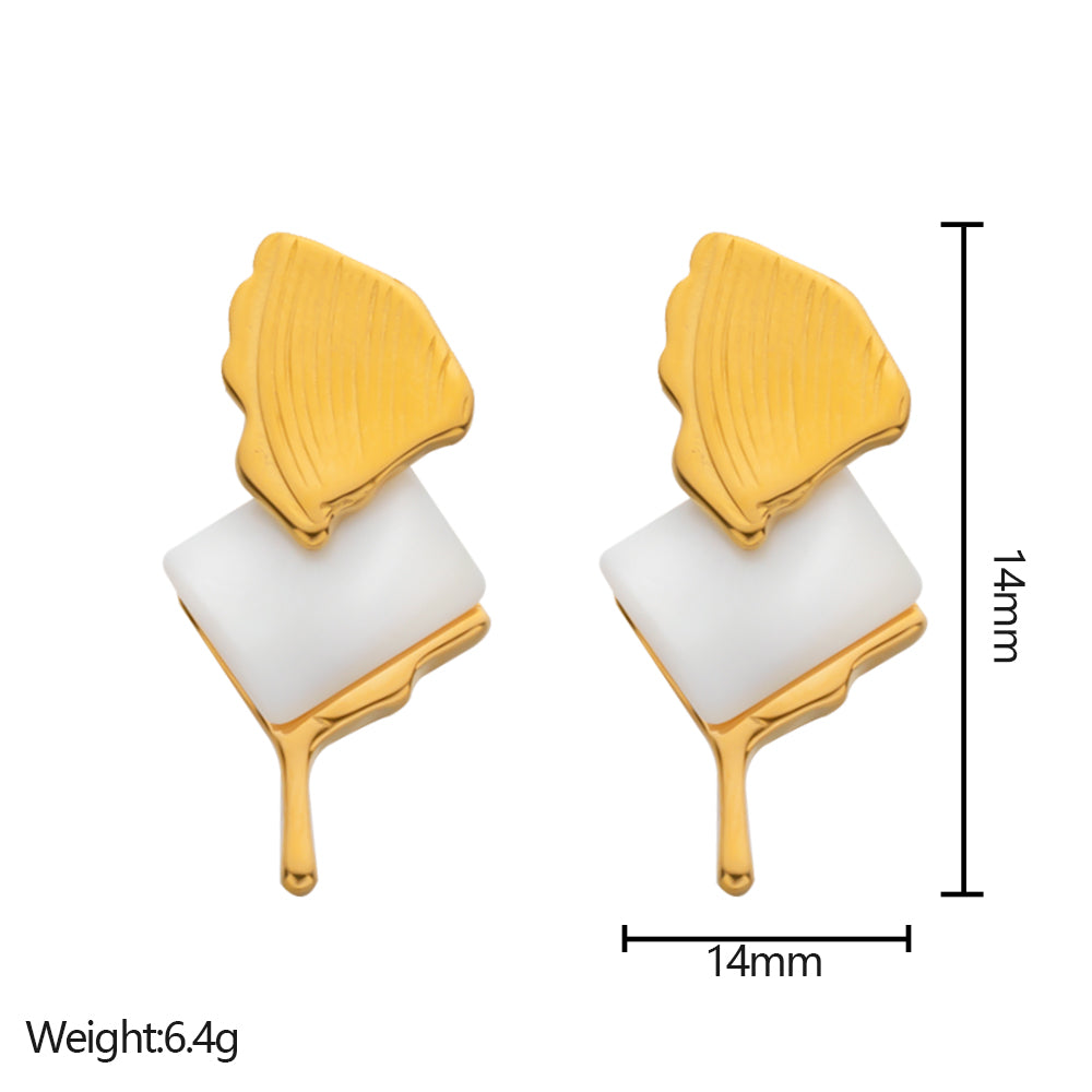 316 Stainless Steel 18K Gold Plated Gold & White Earrings | Elegant & Chic Jewelry