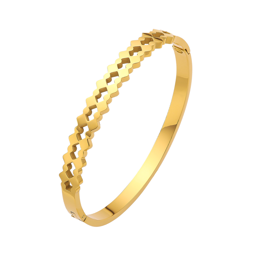 Bracelet doré vintage français en acier inoxydable plaqué or 18 carats