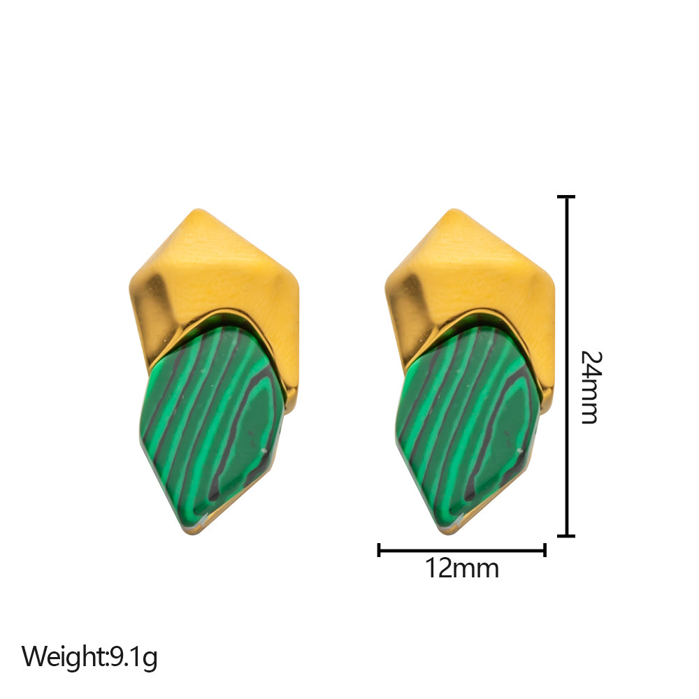 316 Stainless Steel 18K Gold Plated Gold & Green Earrings | Trendy & Stylish Jewelry