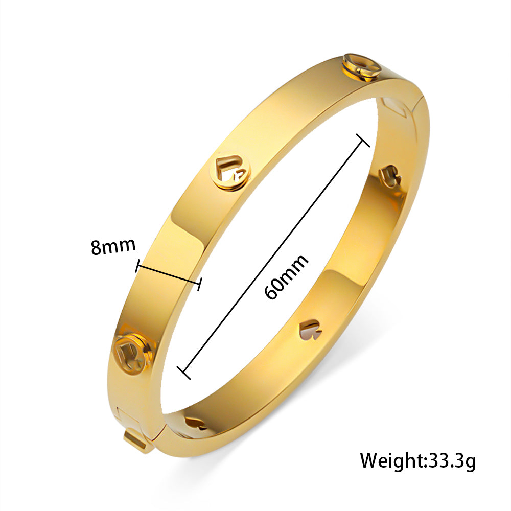 316 Stainless Steel 18K Gold Plated Heart Clasp Bracelet | Delicate & Fashionable Accent
