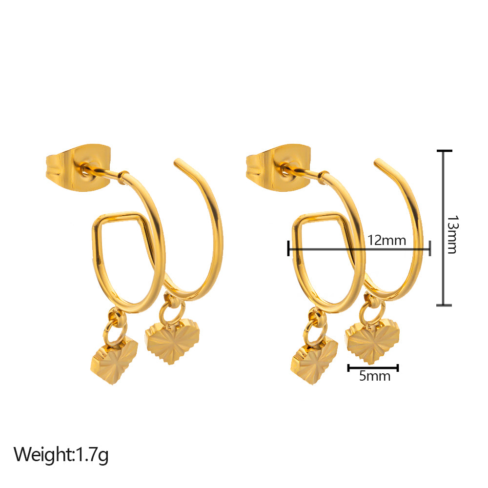 316 Stainless Steel 18K Gold Plated Arc Shape Double Layer Earrings | Stylish & Minimalist Jewelry