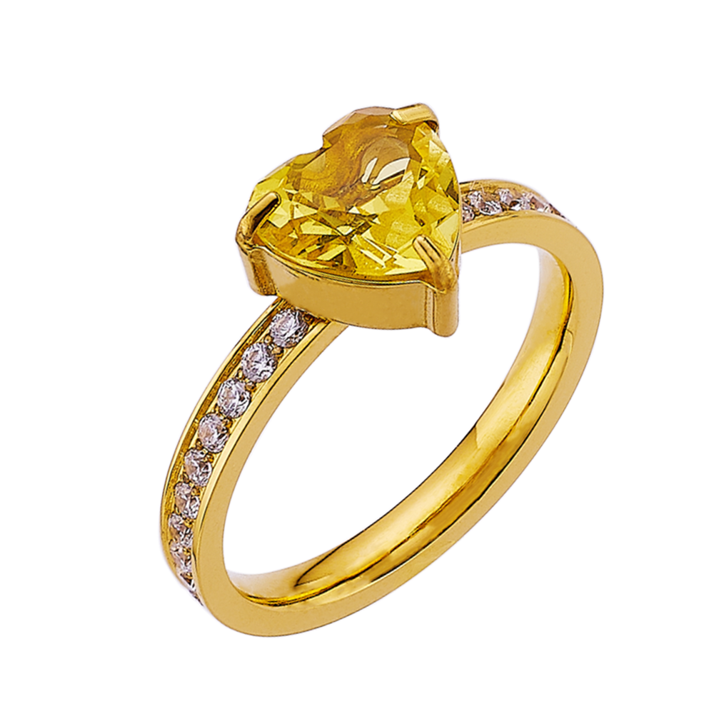 Bague en agate de pierre précieuse d'amour plaquée or 18 carats en acier inoxydable