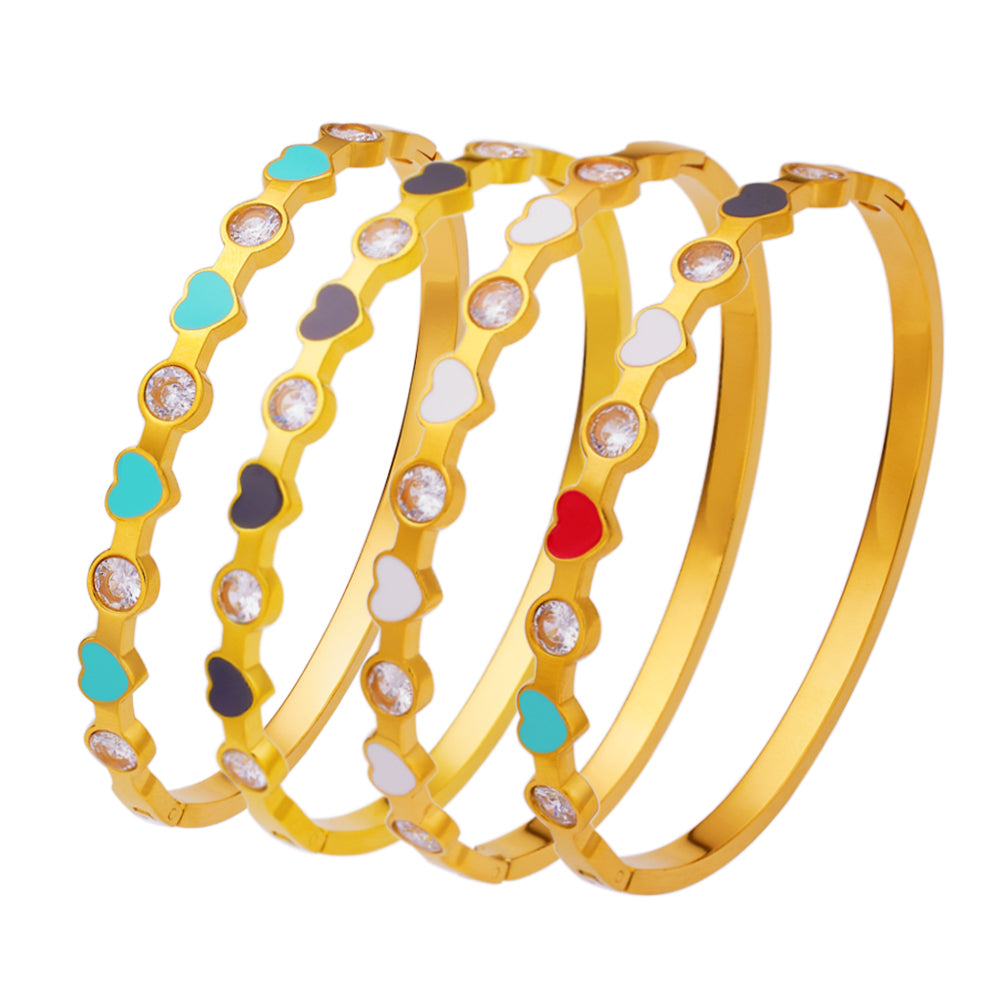 Edelstahlplattiertes 18 Karat Gold-Herz-Diamant-Armband