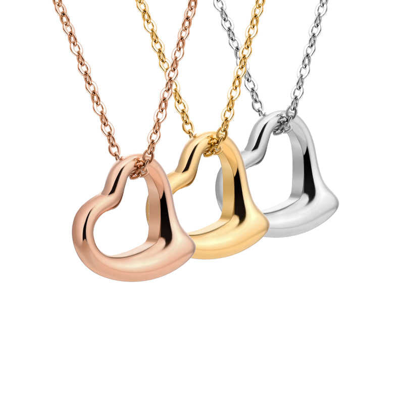 Collier d'amour en acier inoxydable plaqué or 18 carats