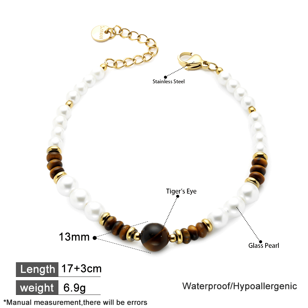 316 Stainless Steel Bracelet with Tiger Eye Beads – Durable, Hypoallergenic & Stylish