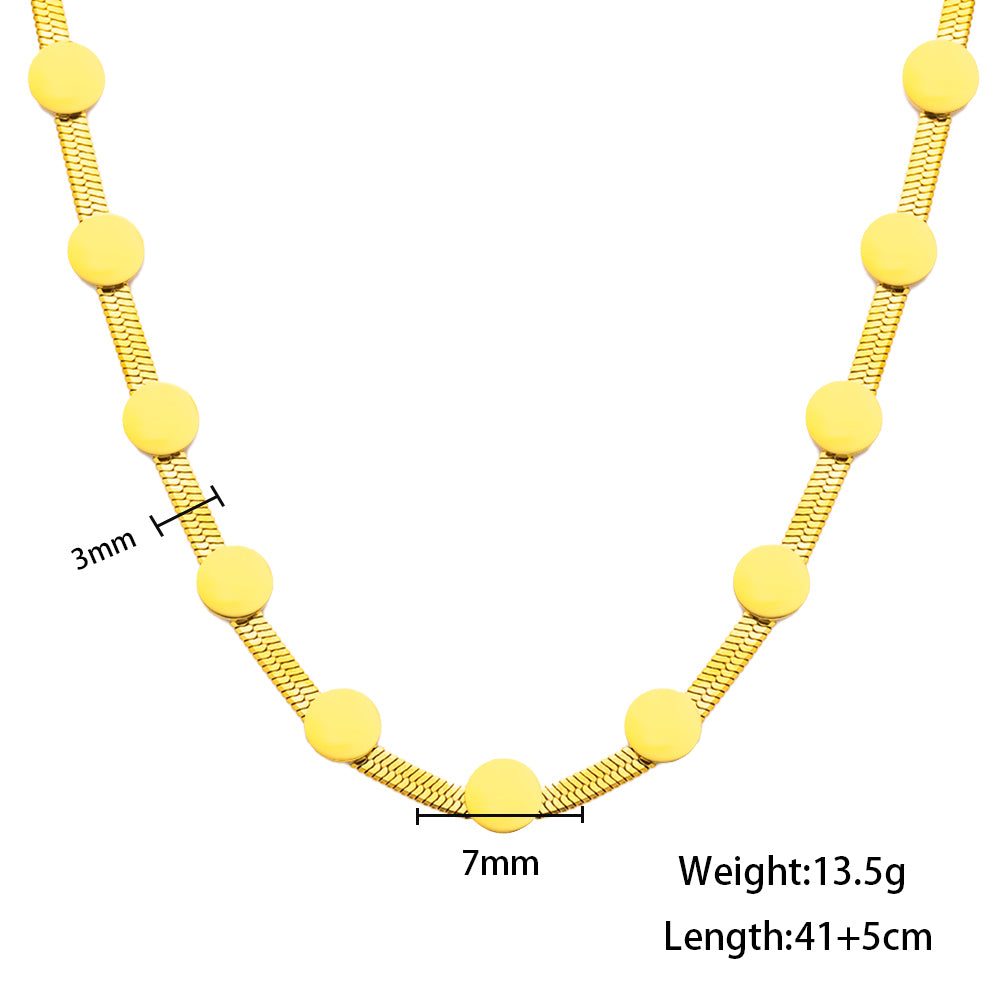 316 Stainless Steel 18K Gold Plated Snake Chain Disc Necklace | Stylish & Versatile