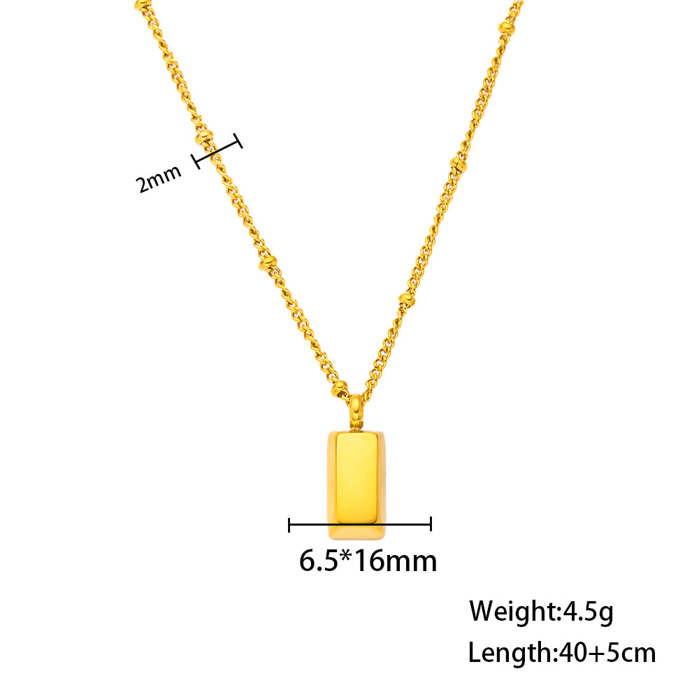 316 Stainless Steel 18K Gold Plated Square Necklace | Minimalist Elegant Pendant for Women