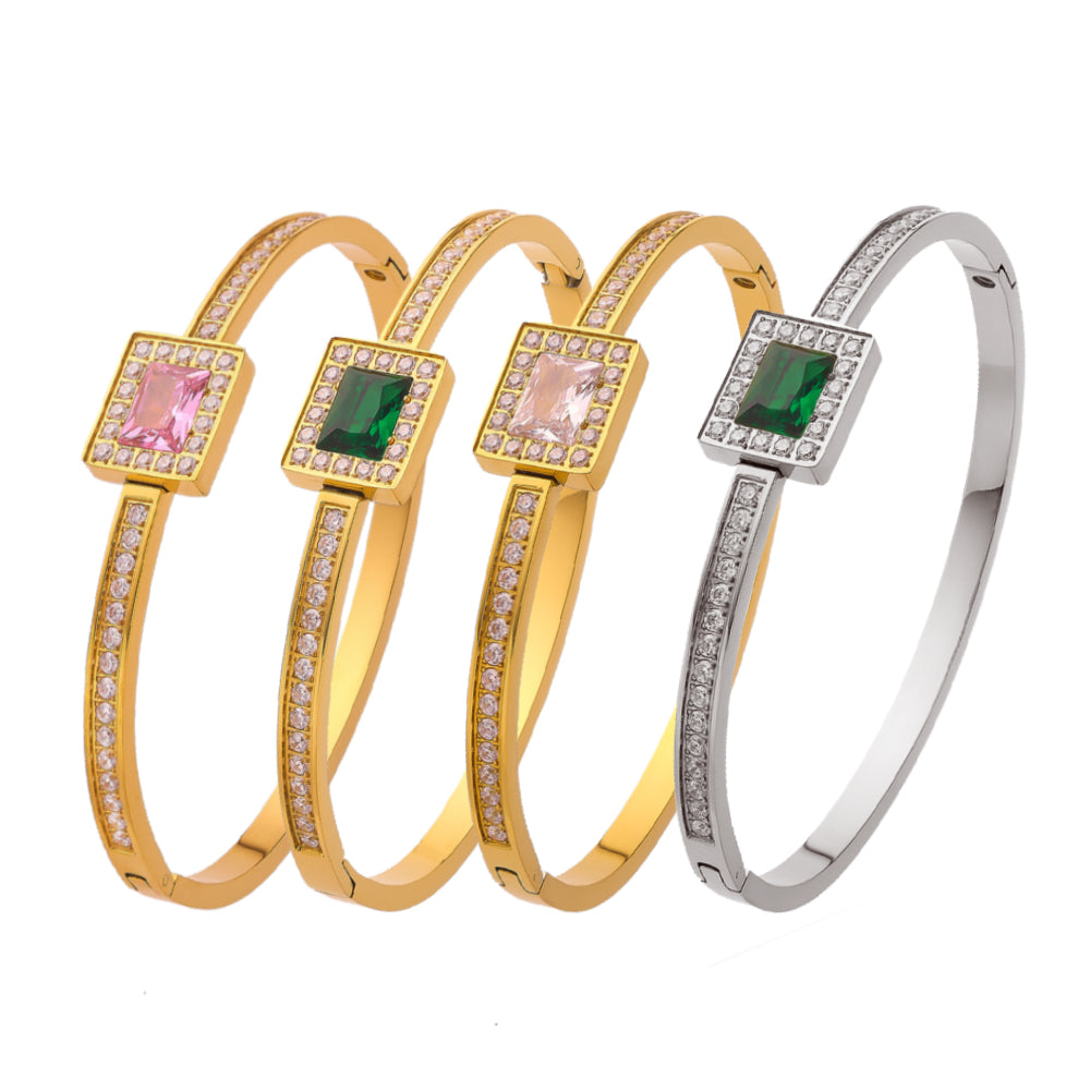 Edelstahl plattiertes 18K Gold Diamantarmband