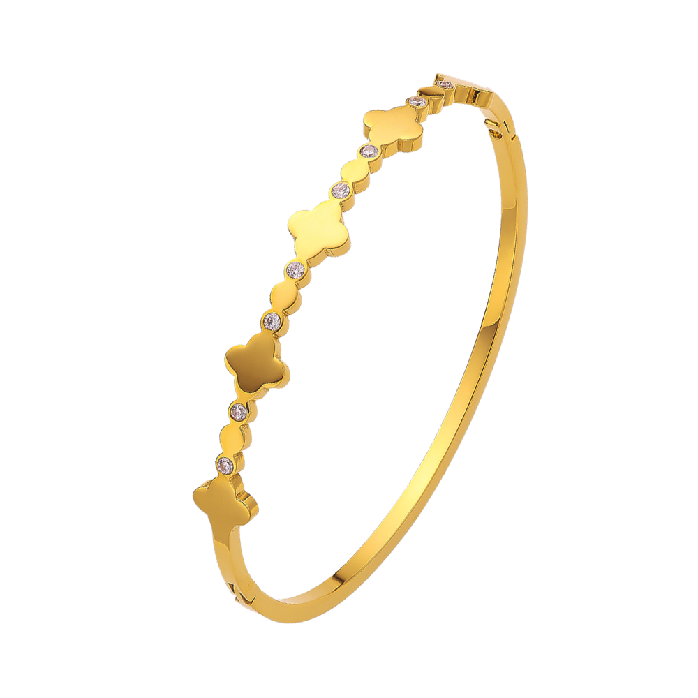 Stainless steel plated 18K gold high grade micro-diamond bracelet