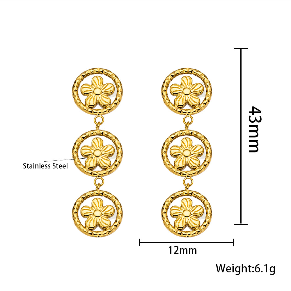 316 Stainless Steel 18K Gold Plated Five-Flower Earrings | Delicate & Chic Jewelry