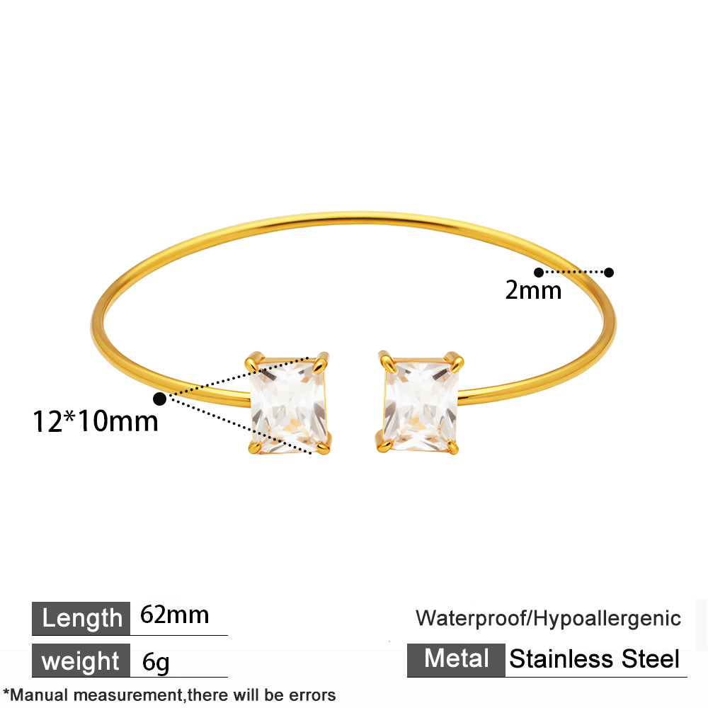 316 Stainless Steel 18K Gold Plated Zircon Bangle | Sparkling & Stylish