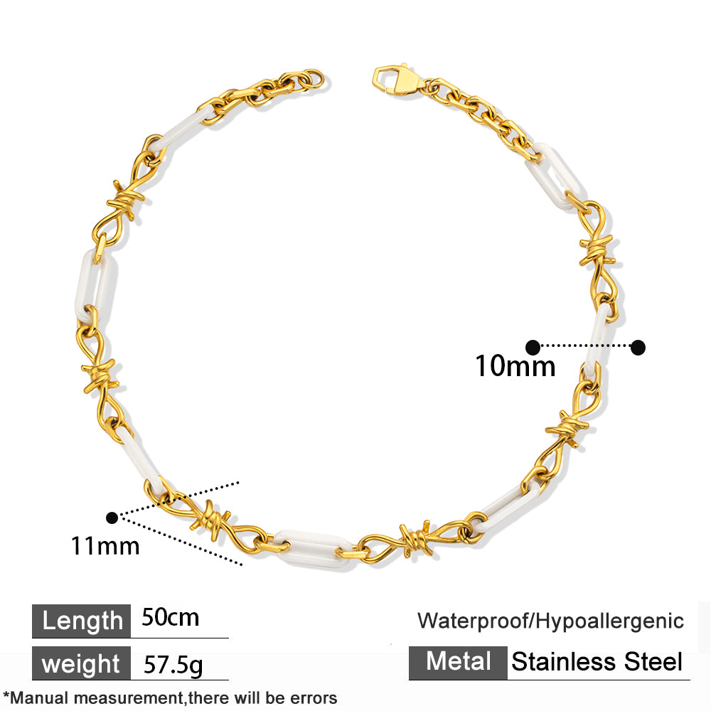 Handmade White Ceramic Necklace with Stainless Steel – Elegant & Thoughtful Design