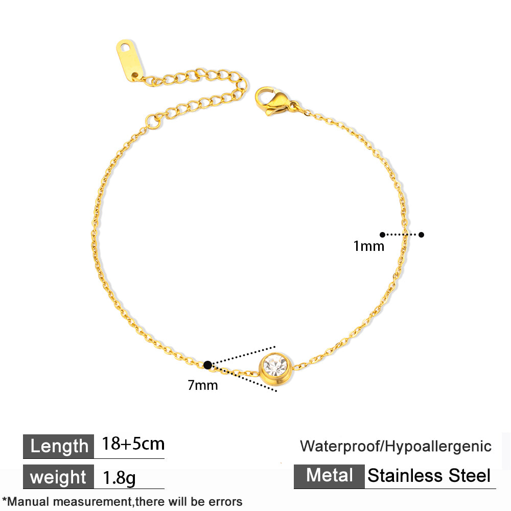 316 Stainless Steel 18K Gold Plated Zircon Bracelet | Minimalist Elegant Jewelry for Women