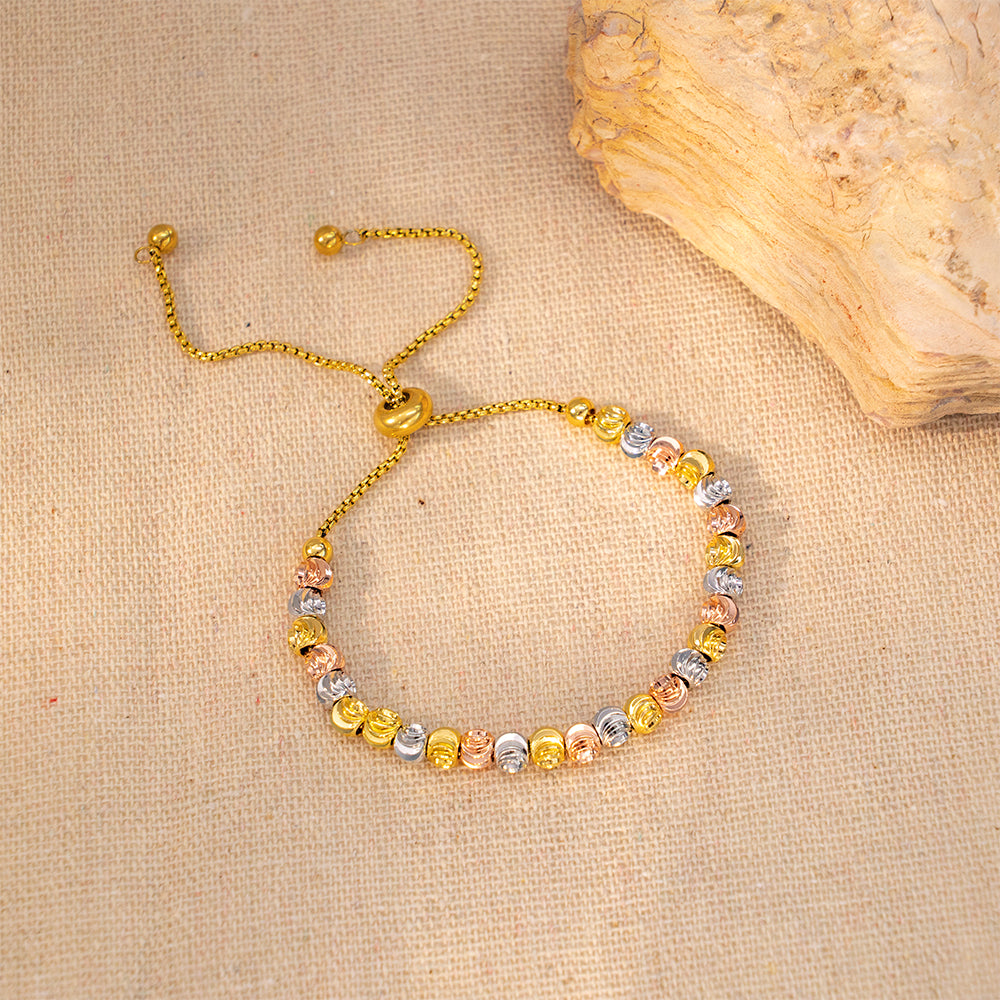 316 Stainless Steel 18K Gold Plated Sparkly Beaded Bracelet | Bling Crystal Jewelry for Women