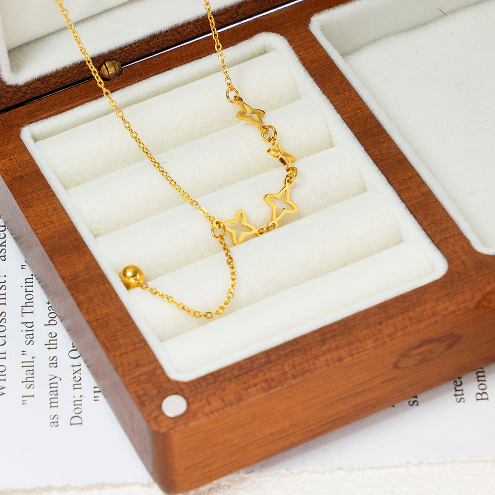 316 Stainless Steel 18K Gold Plated Hollow Star Necklace | Creative Design Pendant for Women