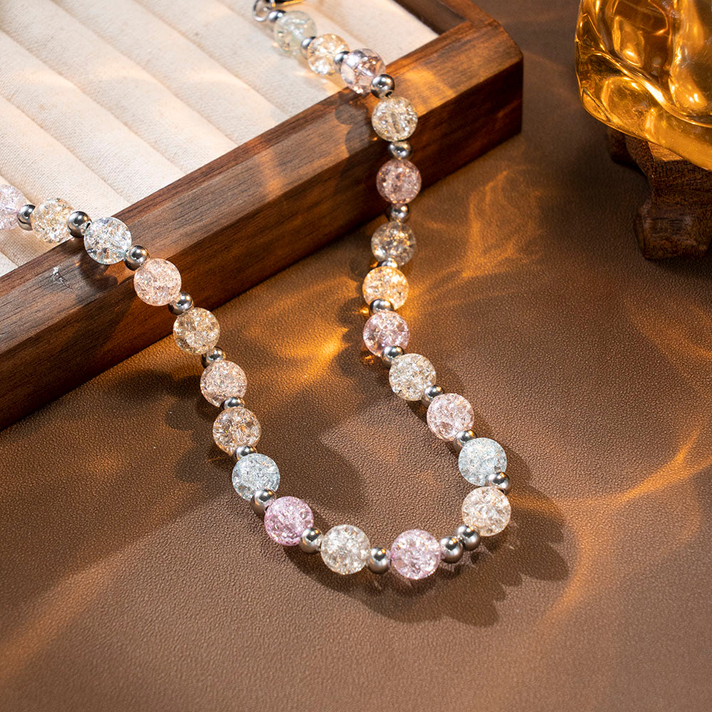Multicolor Natural Stone Beads with Stainless Steel Beads Alternating Necklace – Handmade Jewelry for Women