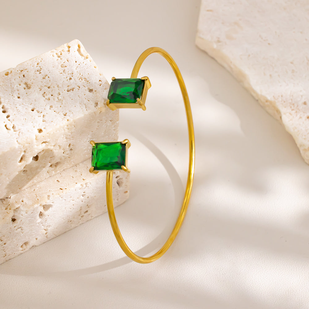 316 Stainless Steel 18K Gold Plated Zircon Bangle | Sparkling & Stylish