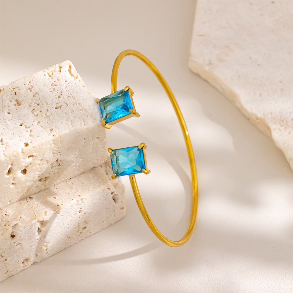 316 Stainless Steel 18K Gold Plated Zircon Bangle | Sparkling & Stylish