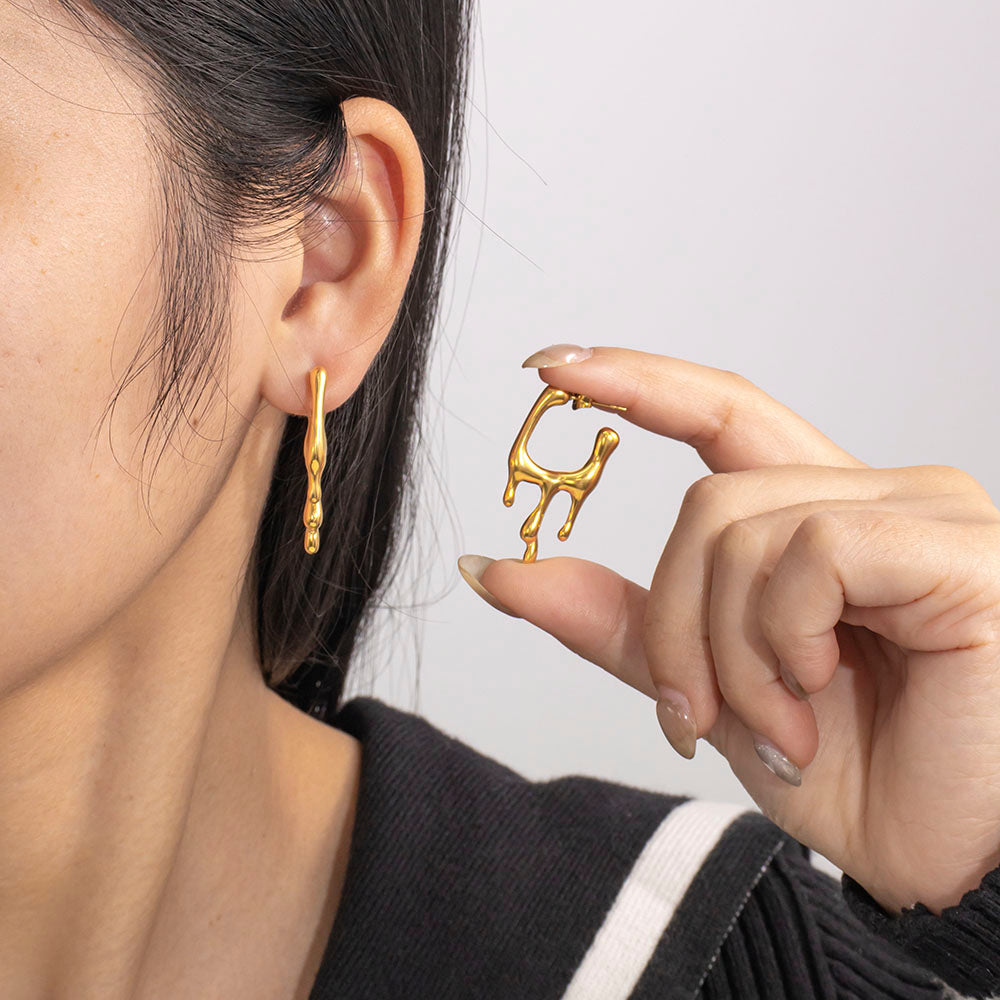 316 Stainless Steel 18K Gold Plated Melting Ice Cream Earrings | Fun and Trendy Jewelry