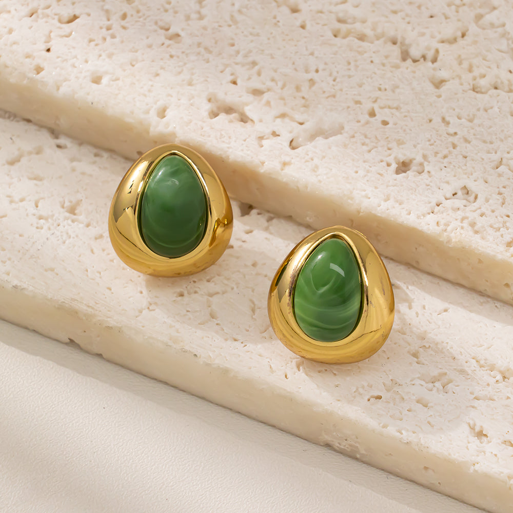 Colorful Teardrop Stud Earrings – 316L Stainless Steel, Hypoallergenic & Playful Resin Design