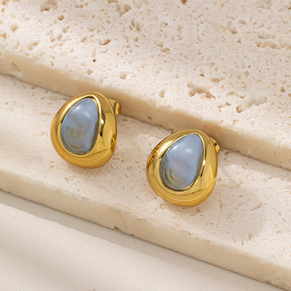 Colorful Teardrop Stud Earrings – 316L Stainless Steel, Hypoallergenic & Playful Resin Design