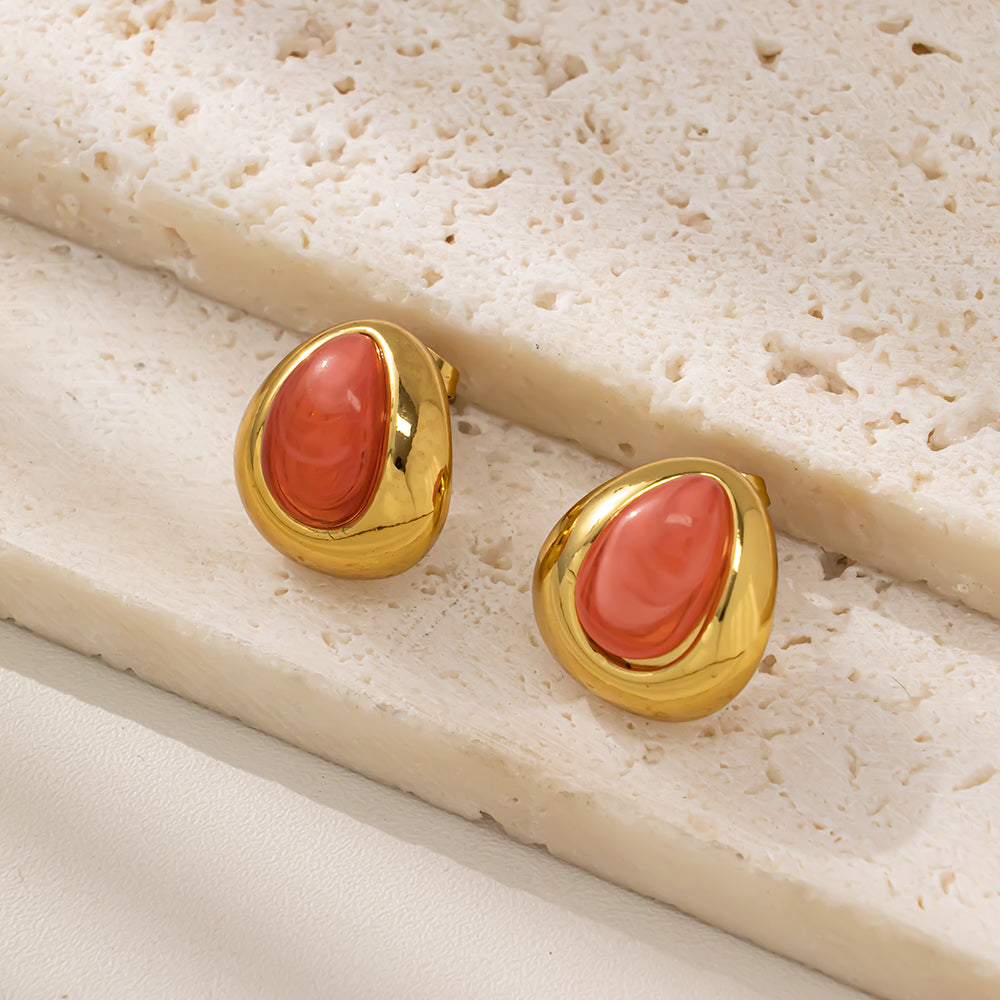 Colorful Teardrop Stud Earrings – 316L Stainless Steel, Hypoallergenic & Playful Resin Design