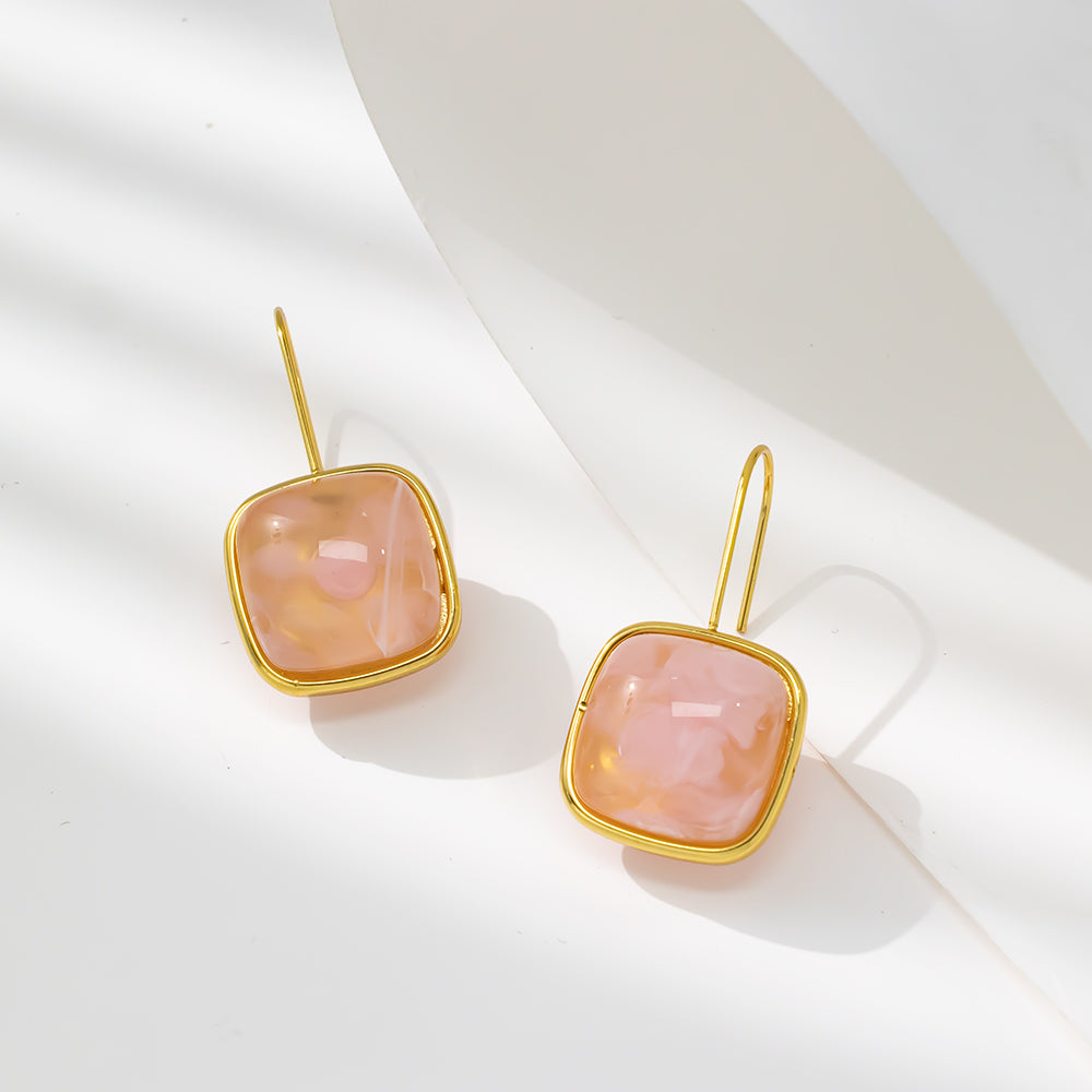 Colorful Square Stud Earrings – 316L Stainless Steel, Hypoallergenic & Playful Resin Design